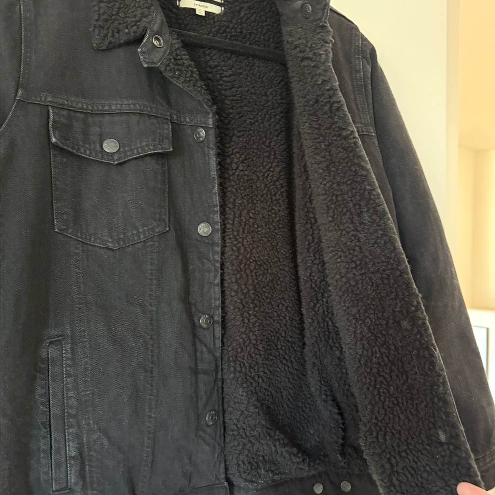 Madewell Black Jean Jacket with Sherpa Collar - Picture 5 of 6